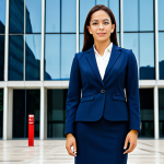 Business Professional**

"A professional businesswoman in a modest, dark blue business suit, standing confidently in front of a modern glass office building in São Paulo, Brazil. Fully clothed, appropriate attire, safe for work, perfect anatomy, natural proportions, professional corporate photography, high quality, clear focus, family-friendly."

**