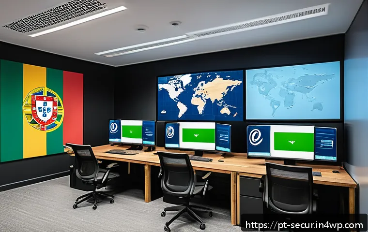 컨테이너 보안 정책 수립 가이드 - A modern tech workspace featuring a diverse team of IT professionals collaborating around multiple c...